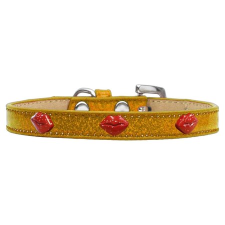 MIRAGE PET PRODUCTS Red Glitter Lips Widget Dog Collar Gold Ice CreamSize 20 633-8 GD20